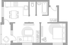 Планировка 2-комнатной квартиры, 45,2 м2