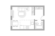 Планировка квартиры студии, 27,9 м2
