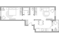 Планировка 2-комнатной квартиры, 54,3 м2
