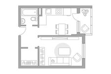 Планировка 1-комнатной квартиры, 36,4 м2