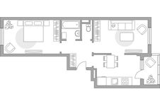 Планировка 2-комнатной квартиры, 53,8 м2