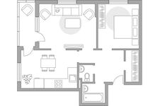 Планировка 2-комнатной квартиры, 61 м2