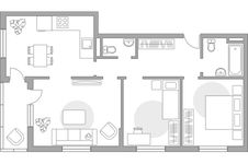 Планировка 3-комнатной квартиры, 74,4 м2