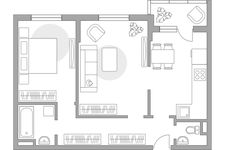 Планировка 2-комнатной квартиры, 57,8 м2