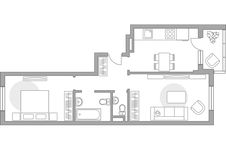 Планировка 2-комнатной квартиры, 52,7 м2