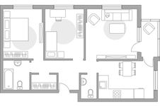 Планировка 3-комнатной квартиры, 71,5 м2