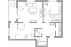 Планировка 2-комнатной квартиры, 61,2 м2