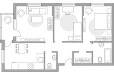 Планировка 3-комнатной квартиры, 71,5 м2