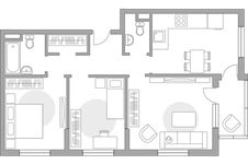 Планировка 3-комнатной квартиры, 68,1 м2