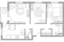 Планировка 3-комнатной квартиры, 70,9 м2