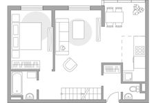 Планировка 2-комнатной квартиры, 74 м2