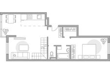 Планировка 2-комнатной квартиры, 68,5 м2