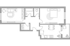 Планировка 2-комнатной квартиры, 59,7 м2