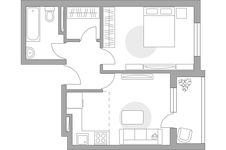 Планировка 2-комнатной квартиры, 43,6 м2