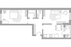 Планировка 2-комнатной квартиры, 60,7 м2