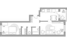 Планировка 2-комнатной квартиры, 56,4 м2