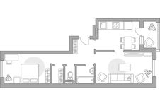 Планировка 2-комнатной квартиры, 55,9 м2