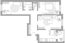Планировка 3-комнатной квартиры, 75,9 м2