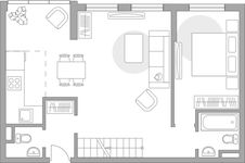Планировка 2-комнатной квартиры, 76,1 м2
