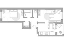 Планировка 2-комнатной квартиры, 58,7 м2