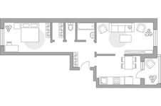 Планировка 2-комнатной квартиры, 56,4 м2