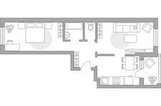 Планировка 2-комнатной квартиры, 56,5 м2