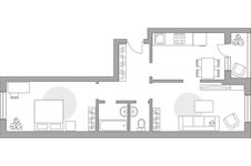 Планировка 2-комнатной квартиры, 60,7 м2