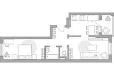 Планировка 2-комнатной квартиры, 55,9 м2