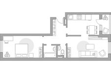 Планировка 2-комнатной квартиры, 60,2 м2