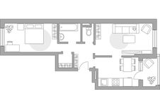 Планировка 2-комнатной квартиры, 58,2 м2