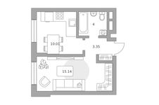 Планировка  1-комнатной квартиры, 32 м2