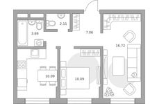 Планировка  2-комнатной квартиры, 49 м2
