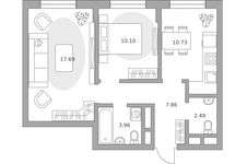 Планировка  2-комнатной квартиры, 52 м2