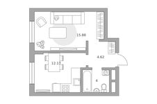Планировка  1-комнатной квартиры, 36 м2