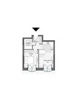 Планировка 1-комнатной квартиры, 40,59 м2