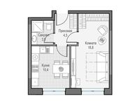 Планировка 1-комнатной квартиры, 35,19 м2