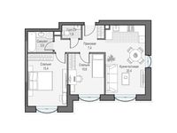 Планировка 2-комнатной квартиры, 59,72 м2