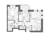 Планировка 2-комнатной квартиры, 62,47 м2