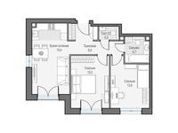 Планировка 2-комнатной квартиры, 63,39 м2