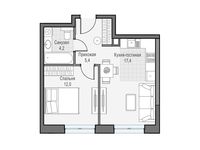 Планировка 1-комнатной квартиры, 38,86 м2