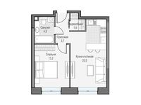 Планировка 1-комнатной квартиры, 43,35 м2