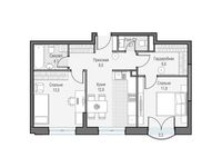 Планировка 2-комнатной квартиры, 59,5 м2