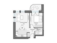 Планировка 1-комнатной квартиры, 38,97 м2