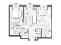 Планировка 2-комнатной квартиры, 74,86 м2