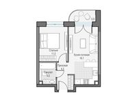 Планировка 1-комнатной квартиры, 38,36 м2