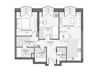 Планировка 2-комнатной квартиры, 73,56 м2