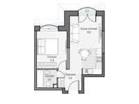 Планировка 1-комнатной квартиры, 38,18 м2