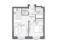 Планировка 1-комнатной квартиры, 43,85 м2