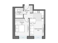 Планировка 1-комнатной квартиры, 40,17 м2
