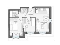 Планировка 2-комнатной квартиры, 60,89 м2